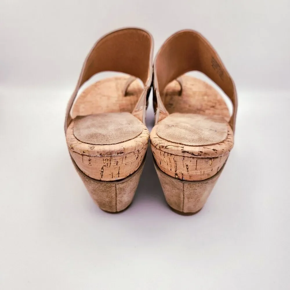 Donald Pliner Gyer Sparkle Leather Cork Platform Toe Loop Wedge Light Bronze 11